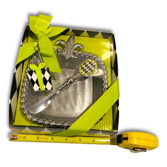 Title: Vintage Mud Pie Metal Plate with diamond checkerboard Spreader. NIB! - Picture 6 of 8